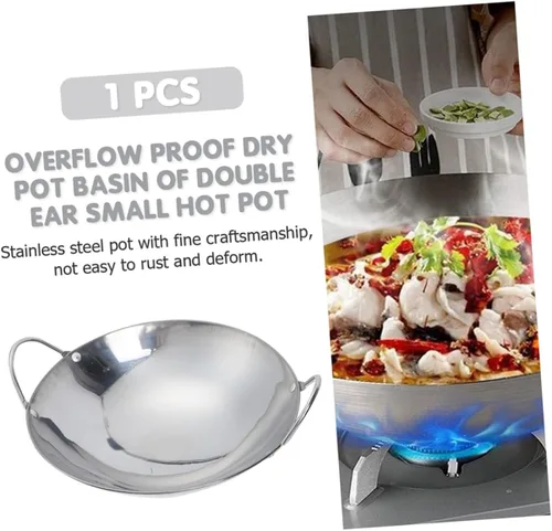 Miniatura 6 de DOITOOL Olla caliente inoxidable olla de doble mango sartén de metal olla de cocina casera Sartén de cocina caliente Shabu Sartén de 9 pulgadas tipo