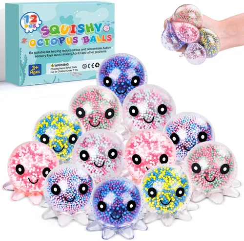 Miniatura 10 de 12Pack Juguetes de Apretar Esponjosos, Linda Pelota de Oso para Apretar, Bolas de Estrés para Alivio del Estrés, Juguetes para Tirar y Estirar