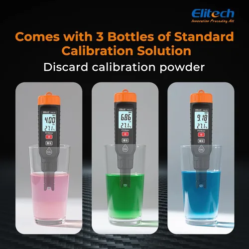 Miniatura 6 de Elitech Profesional Pluma Medidor de pH - Probador Digital para pH y Temperatura en Hidroponía, Soluciones de Crecimiento con Kit de Calibración