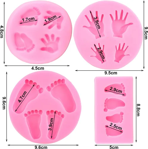 Miniatura 2 de ZiXiang Moldes de silicona para bebé, molde de fondant para pies de bebé, moldes de silicona para manos de bebé, decoración de pasteles, decoración