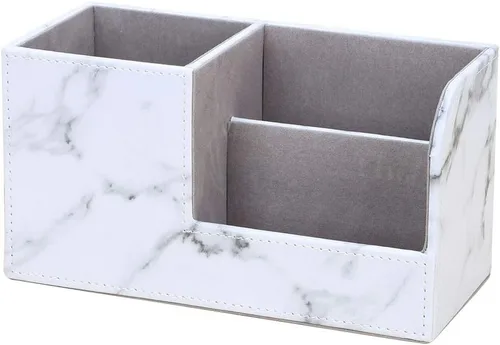 Miniatura 2 de Organizador de papelería de escritorio multifunción de cuero, caja de almacenamiento, bolígrafo, teléfono celular, tarjetas de nombre comercial