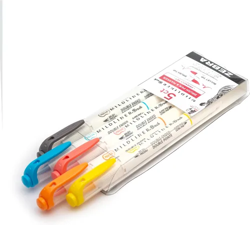 Miniatura 4 de Zebra Pen Mildliner 79505 - Bolígrafo de doble punta, punta ultrafina, colores de tinta amigables, multicolor, paquete de 5