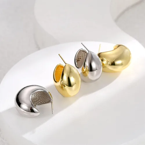 Miniatura 2 de Aretes gruesos de lágrima para mujer, juego de aretes de aro de moda Bottega, aretes de oro