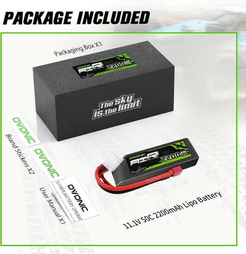 Miniatura 6 de OVONIC 3S Lipo Batería 50C 2200mAh 11.1V Batería Lipo con Conector T de Estilo Dean para Avión RC Helicóptero Quadcopter RC Coche Camión Barco