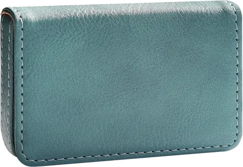 Miniatura 23 de Cartera con bloqueo RFID - Tarjetero minimalista de cuero para negocios, 12-verde, Pequeña, Slim