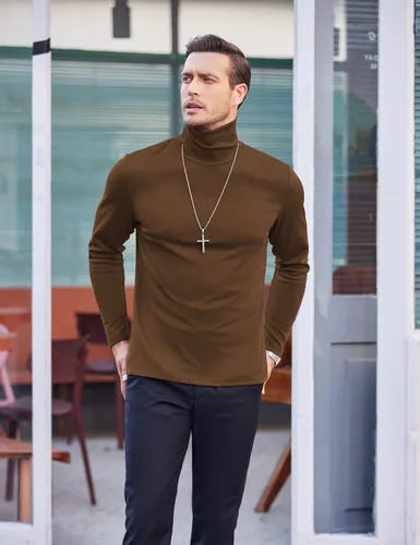 Miniatura 3 de Coofandy - Camisa térmica de cuello de tortuga para hombre estilo informal suéter de punto de algodón