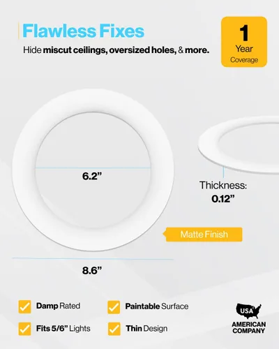 Miniatura 2 de Sunco - Paquete de 12 anillos Goof para luces empotradas de 6 pulgadas, cubierta de anillo de montaje empotrado, diámetro exterior de 8.6 pulgadas