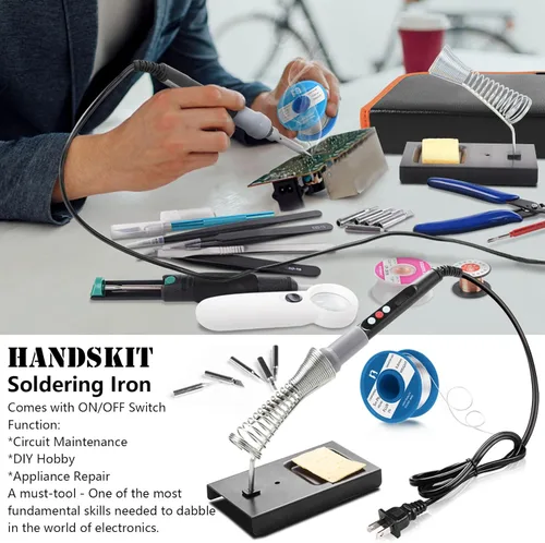 Miniatura 3 de Kit de soldador electrónico, 21 en 1, soldador de temperatura ajustable de 90 W, 5 puntas de soldador, soporte de soldador, bomba de desoldadura