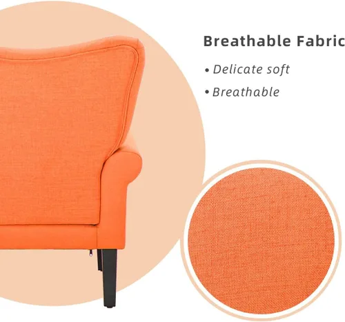 Miniatura 5 de YOLENY - Silla decorativa moderna, con respaldo alto, sillón tapizado con botones de tela, sofá individual con patas de madera para sala de estar