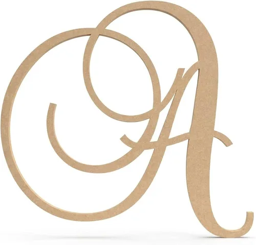 Miniatura 38 de Jess and Jessica Letra de madera A, 4 pulgadas de largo x 1/4 de pulgada de grosor, letras grandes de madera para decoración de pared, letras