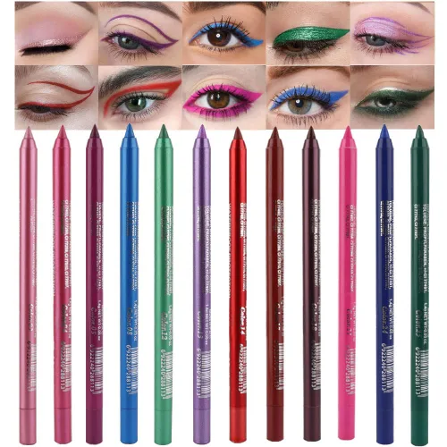 Miniatura 11 de Kaely Lápiz Delineador de Ojos en Gel para Mujeres, Delineador de Ojos Negro Natural Impermeable a Prueba de Manchas con Sacapuntas, Delineadores