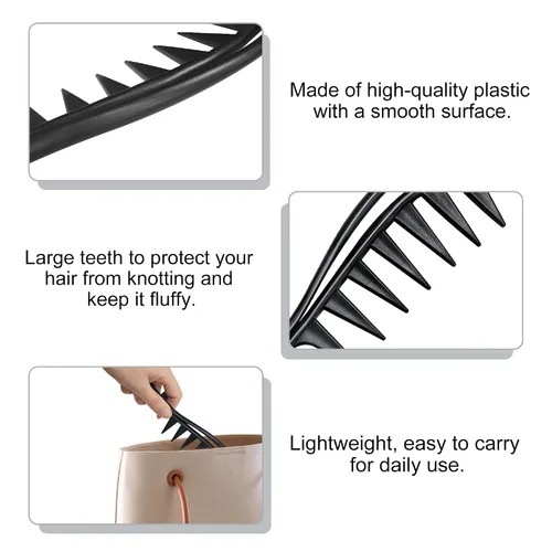 Miniatura 2 de Quacc 2 peines de dientes anchos para rizar el cabello, de plástico resistente, peine de peinado de salón, peines de dientes de tiburón grandes