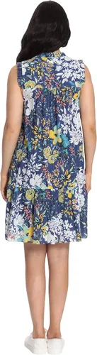 Miniatura 3 de London Times Vestido Popover escalonado sin mangas y cuello con volantes para mujer
