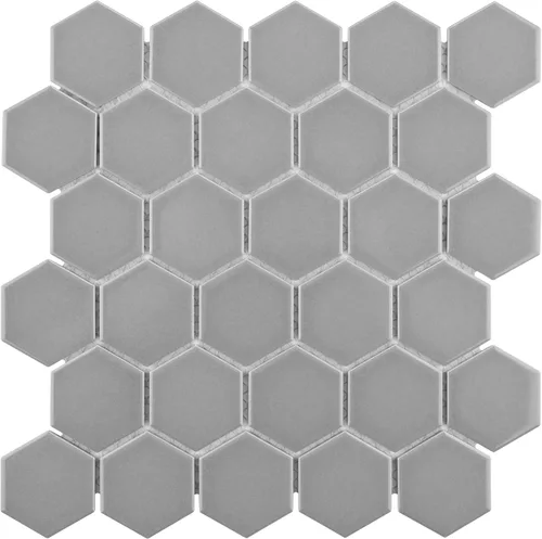 Miniatura 2 de Merola Tile Metro - Azulejo hexagonal de 2 pulgadas, color gris claro brillante, 11-1/8 pulgadas x 12-5/8 pulgadas, azulejos de porcelana para piso