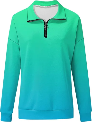 Miniatura 4 de Kenvina Sudadera con cremallera 34 para mujer, casual, moderna, atlética, de manga larga, estampada, ajuste holgado