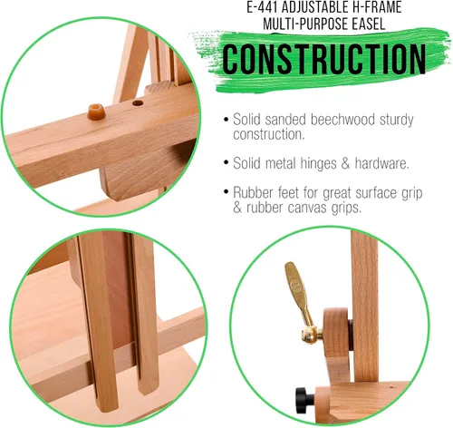 Miniatura 5 de U.S. Art Supply Caballete grande ajustable con marco en H multiusos para artistas, 88 pulgadas de alto, con capacidad para lienzo de 59 pulgadas
