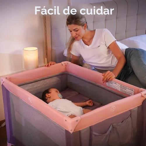 Miniatura 8 de Pamo Babe Empaca y juega con el moisés, corralito portátil rosa para bebé