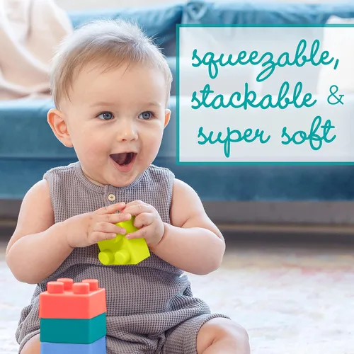 Miniatura 3 de Infantino Bloques de construcción súper suaves, fáciles de sostener para bebés y niños pequeños, sin BPA, multicolor, juego de 12 piezas