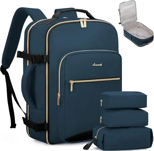 Miniatura 30 de LOVEVOOK Mochila de viaje de 40L aprobada para vuelo, 3 cubos de embalaje, bolsa de viaje impermeable para artículos personales, equipaje de mano