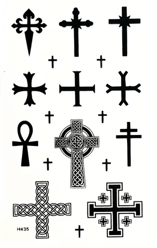 Miniatura 3 de ONCEX Mini 3 Hojas Crucifijo Tatuajes Temporales Mujeres Hombres Arte Impermeable Pegatinas Crucifijo Dibujos Animados Diseños Cuerpo Brazos Piernas