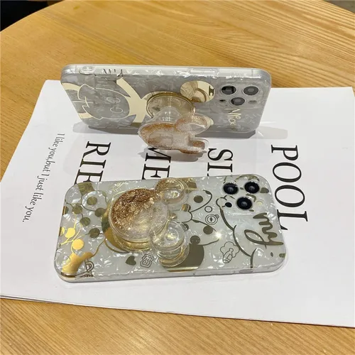 Miniatura 6 de Funda de dibujos animados para iPhone XR 6.1'' con protector de pantalla HD, Mickey Mouse con soporte para teléfono celular de arena movediza