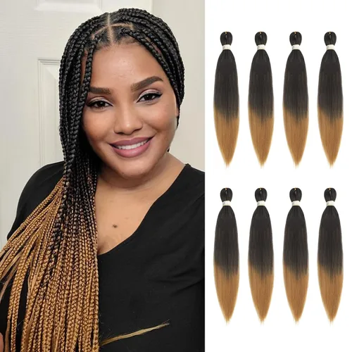 Miniatura 14 de Beyond Beauty - Trenzas preestiradas de cabello profesional sin picazón, ajuste de agua caliente, fibra sintética, textura Yaki, extensiones