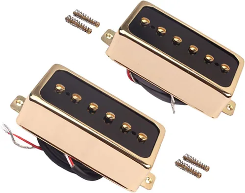 Miniatura 13 de Juego de pastillas de tono P90 LAMSAM, pastillas de cuello de bobina única tamaño humbucker y pastilla de puente con imanes de goma cargados, como