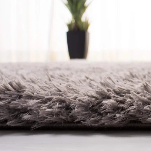 Miniatura 5 de SAFAVIEH Madrid Shag Collection - Alfombra redonda, 6 pies 7 pulgadas, color carbón, diseño sólido, no desprende pelusa y de fácil cuidado, 2 Carbón