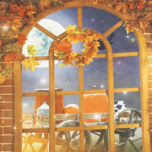 Miniatura 3 de HVEST Cortina de ducha de calabaza otoñal, hojas de arce, Acción de Gracias, Halloween, noche, calabaza, farol, cuervo, luna llena, juego de cortina
