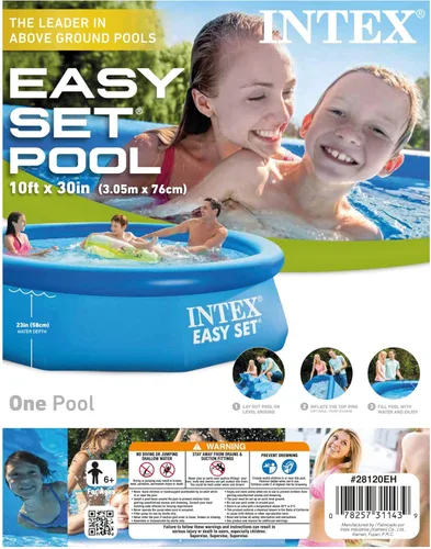 Miniatura 7 de Intex 28120EH Piscina inflable de fácil montaje: 10 pies x 30 pulgadas, material resistente a pinchazos, inflado rápido, capacidad de 1018 galones