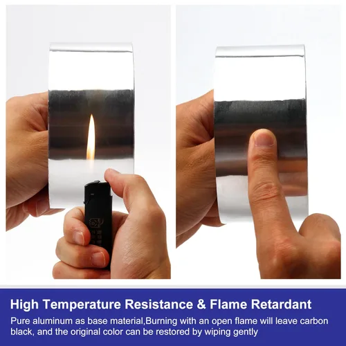 Miniatura 3 de Cinta de papel de aluminio – 2 pulgadas x 164 pies, cinta HVAC cinta de metal plateado para conductos, cinta adhesiva resistente para aislamiento