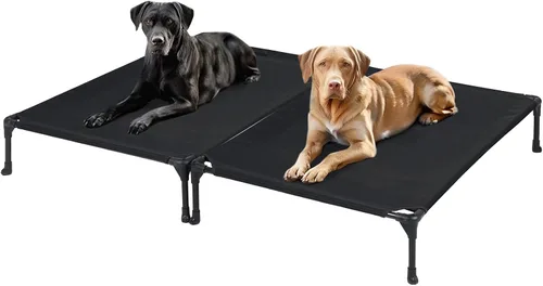 Miniatura 23 de Veehoo Outdoor Elevated Dog Bed for Large Dogs, Cooling Raised Dog Cot Off Ground Hammock Pet Beds with Breathable Mesh, No-Slip Feet, 50"x32