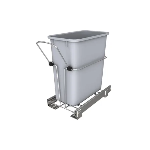 Miniatura 6 de Rev-A-Shelf Bote de basura extraíble universal de 20 cuartos de galón para gabinete de cocina de alambre metálico deslizante con cesta trasera