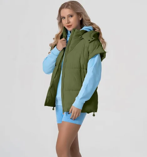 Miniatura 4 de Chaleco acolchado para mujer, cuello alto, sin mangas, con cremallera, acolchado con bolsillos
