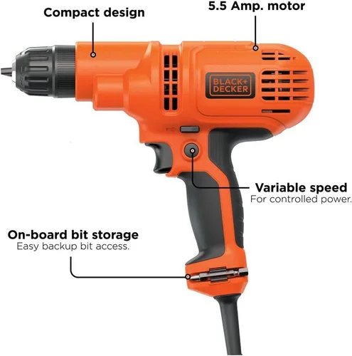 Miniatura 3 de Taladro Black & Decker DR260C 5.2-Amp, 3/8 pulgadas