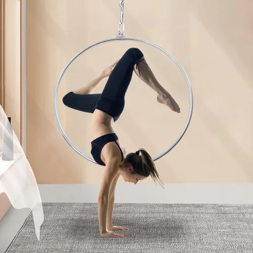 Miniatura 7 de Anillo aéreo de un solo punto para mujer, de acero inoxidable, probado, 253 libras, aro colgante de yoga de 33.4 pulgadas con accesorios, incluye