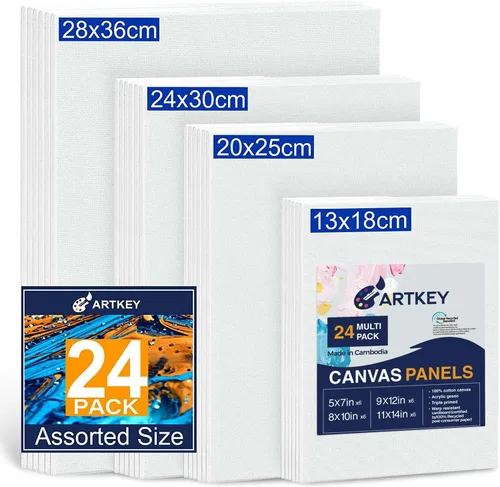 Miniatura 11 de Artkey Lienzos para pintar de 8 x 10 pulgadas, paquete de 12 unidades, 10 onzas, imprimados 100% algodón, blanco para pintura, suministros de arte