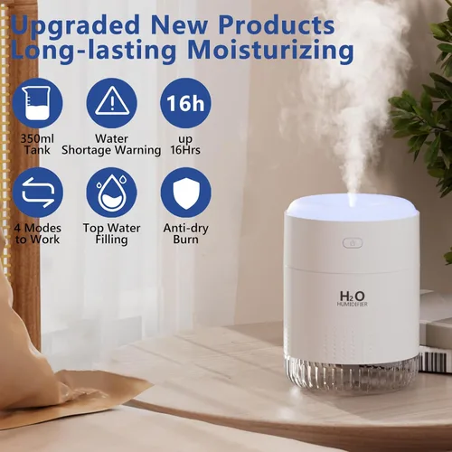 Miniatura 3 de SZO Mini humidificador portátil, humidificador personal de niebla fría USB de 16.9 fl oz para dormitorio, oficina, escritorio de viaje, silencioso