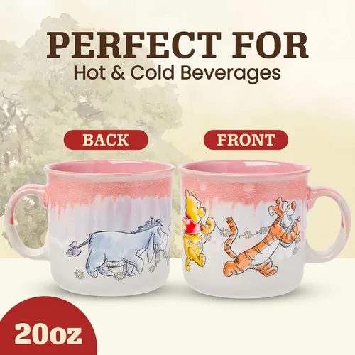 Miniatura 2 de Taza de Campista de Cerámica con Esmalte Reactivo Silver Buffalo Winnie the Pooh con Piglet, Tigger y Eeyore, 20 Onzas Grupo Winnie the Pooh