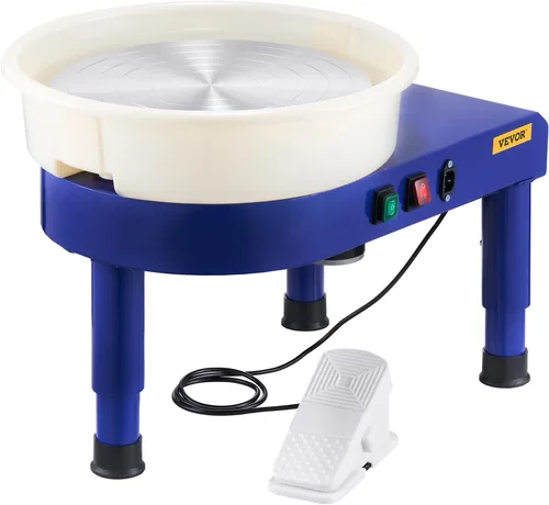 Miniatura 11 de VEVOR Torno de Alfarero de 14 pulgadas para Adultos Principiantes, Altura Ajustable de 0-6 pulgadas, Máquina Formadora de Cerámica de 450W, Torno