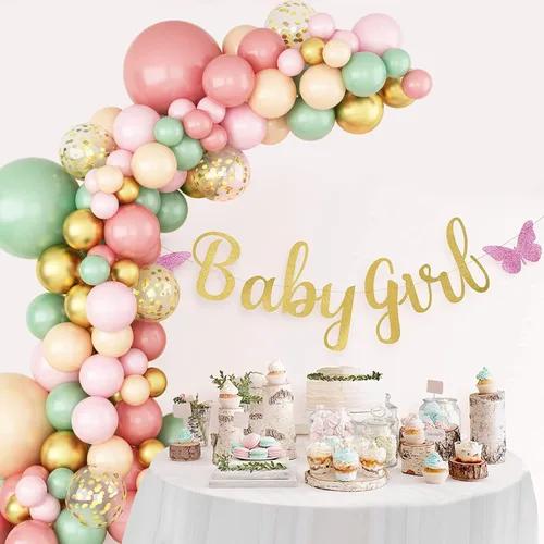 Miniatura 4 de Kit de arco de guirnalda de globos verde salvia, rosa retro, albaricoque, dorado metálico y globos de confeti para baby shower, boda, cumpleaños