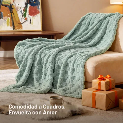 Miniatura 5 de Bedsure GentleSoft - Manta verde salvia para sofá, manta de forro polar a cuadros, regalos de Navidad para mujeres, hombres y niñas, bonita manta
