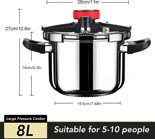 Miniatura 8 de Olla a presión grande, práctica olla a presión multifuncional de acero inoxidable para cocina (8L)
