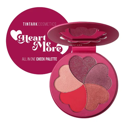 TINTARK Paleta de rubor mate e iluminador de 5 colores con espejo incorporado, colorete de polvo bronceador brillante portátil de viaje para