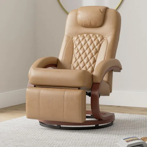 Miniatura 2 de RecPro Nash - Silla reclinable de 28 pulgadas, diseño moderno, mueble de caravana, base giratoria, silla reclinable (2 sillas, color caramelo)