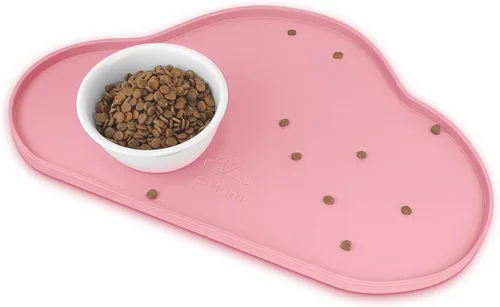 Miniatura 15 de Ptlom - Alfombrilla de silicona para alimentación de mascotas para perros y gatos, alfombrilla para comedero con bordes altos, antideslizante, Beige