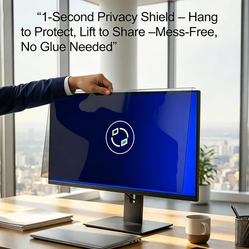 Miniatura 3 de Pantalla de privacidad colgante de 22 pulgadas para monitor, se adapta a pantallas 16:9 sin marco de 21 a 22 pulgadas, antiespía ±28°, luz azul