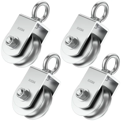 Miniatura 15 de Bloque de polea giratoria tipo U, poleas de acero inoxidable 304 para elevación de cable de cuerda de alambre, parte de equipo de gimnasio DIY