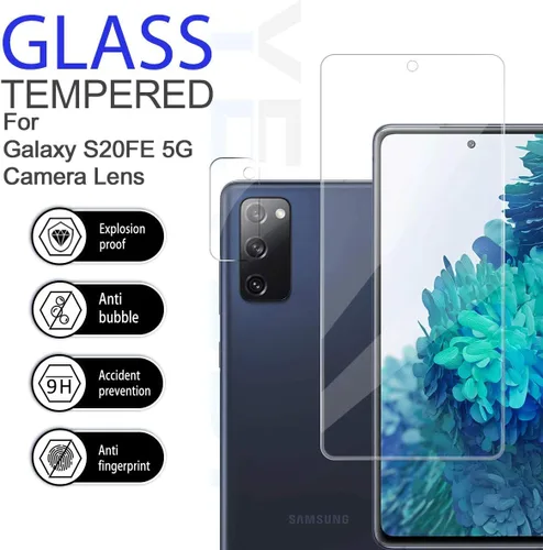 Miniatura 2 de Protector de pantalla de vidrio templado transparente para Galaxy S20 FE HD + protectores de lente de cámara, [2+2 unidades] [vidrio 3D]