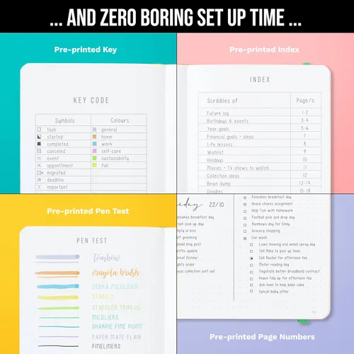 Miniatura 4 de Cuaderno de diario con puntos y cuadrícula A5 Cuadernos diarios en blanco para escritura personal, trabajo, mujeres Papel grueso de 120gsm, tapa